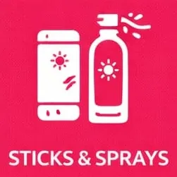 Sunblock stick and spray category icon.