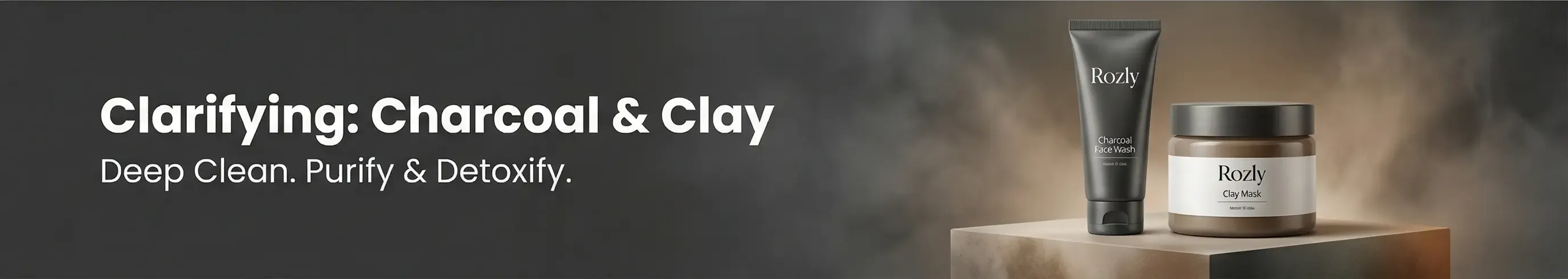 Deep clean charcoal and clay face wash for oily skin and clogged pores banner