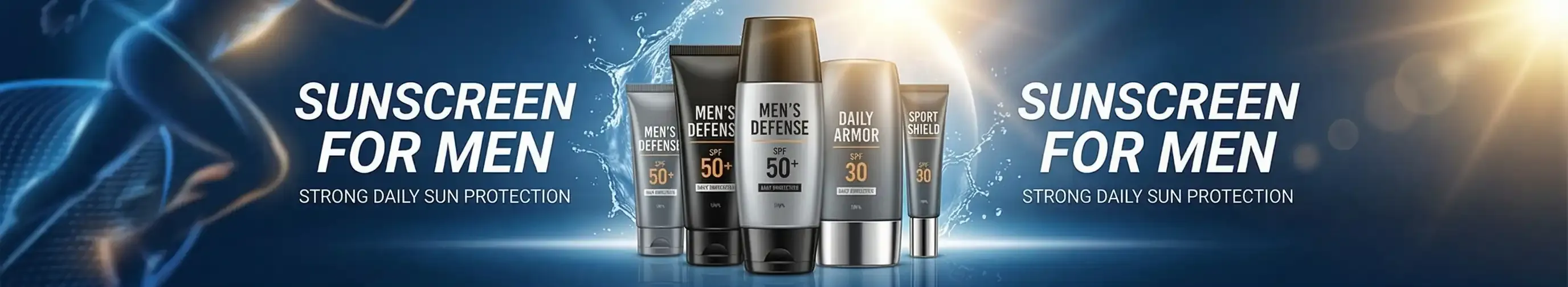 Best sunscreen and sunblock for men in Pakistan banner for daily high-performance protection.