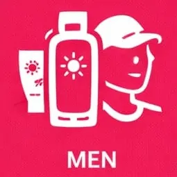 Men’s invisible finish sunblock category icon.