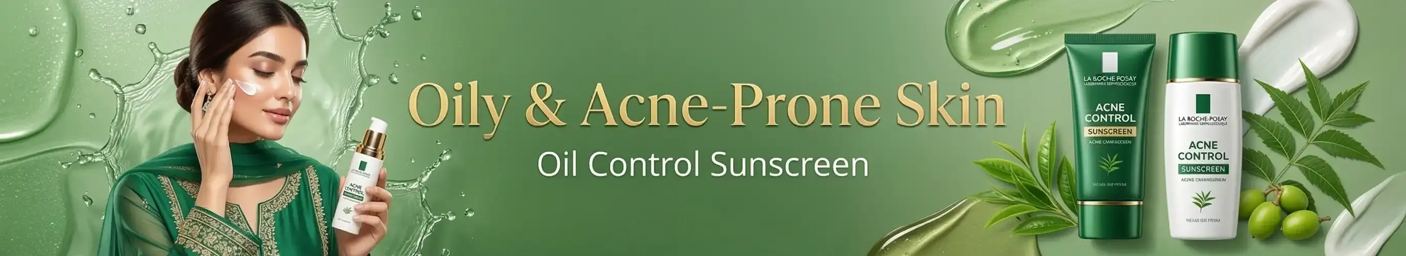 Best sebum control sunblock for oily skin in Pakistan banner for a shine-free matte finish.