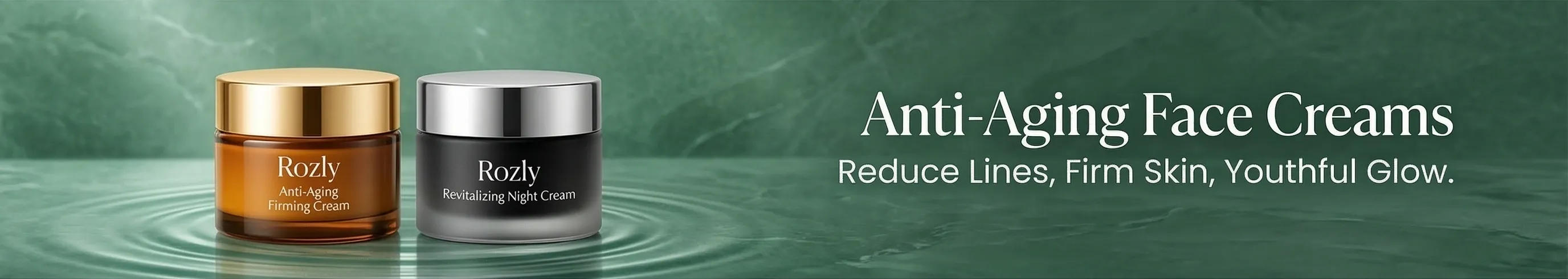 Best Anti Aging Cream in Pakistan banner with luxury products at Rozly.