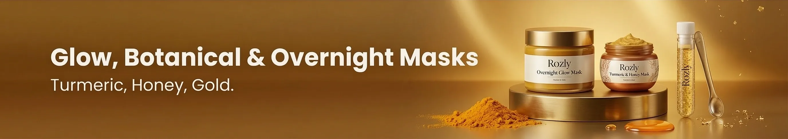 Best Botanical Face Mask for Skin Glow banner with luxury products at Rozly.